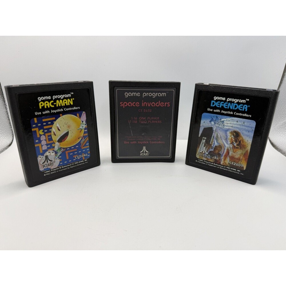Pac-Man Space Invaders Defender Atari 2600 Game Cart Lot 3 Arcade Atari NTSC-U/C